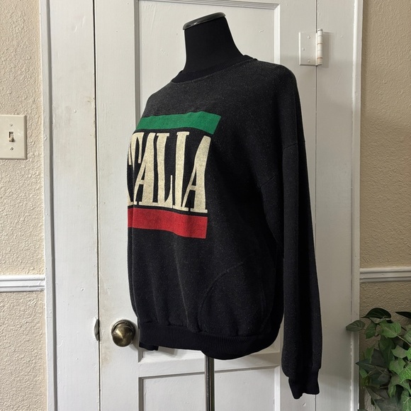 Vintage ITALIA Black Sweatshirt W/Pockets - Picture 4 of 15